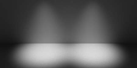 Empty dark gray abstract scene, studio for shooting, illuminated by two spotlights. 3D rendering.の写真素材