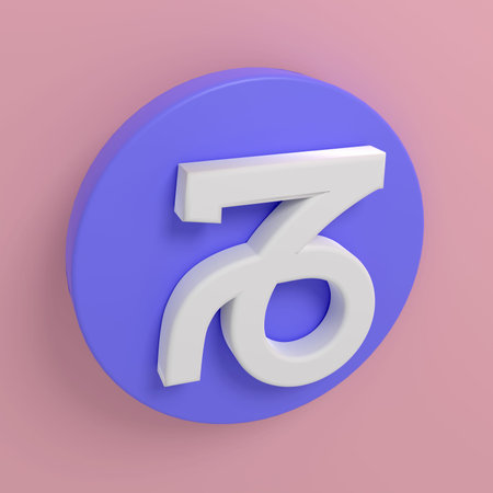 Three-dimensional icons of zodiac signs. The symbol of Capricorn. White zodiac sign on a blue...