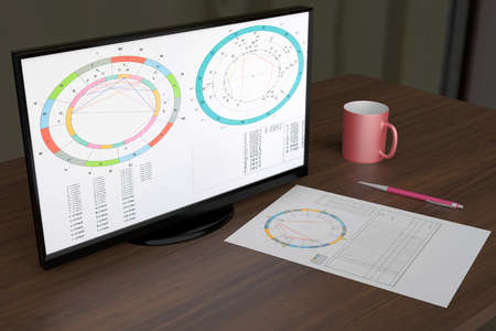 The workplace of a modern astrologer. 3D render.の写真素材