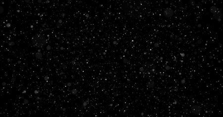 Slowly moving particles on a black background. Falling snow.の写真素材
