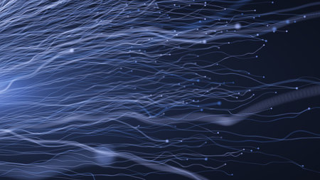 An abstract blue background in the form of lightning-like stems of a fantastic plant.