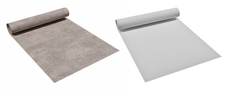 A set of two abstract medieval paper scrolls from different angles. isolate. 3D rendering.の写真素材