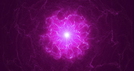 An abstract star that emits flying waves of matter into space.の写真素材