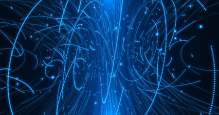 Traces of charged particles in a magnetic field.の写真素材