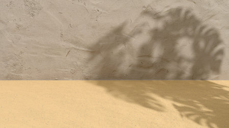 Yellow sand, the shadow of a palm tree.