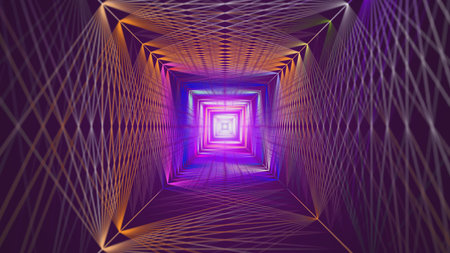 A tunnel of intertwined dots and lines.
