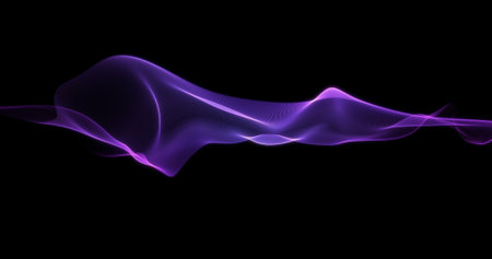 A blue flap of stretchable light fabric fluttering in the wind. Abstract picture with black background. 3D render.の写真素材