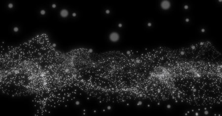 Abstract ocean of particles on black background. 3D render.の写真素材