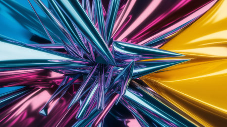 Abstract metallic background formed by straight and sinuous lines. AI generated.の素材