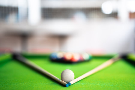 Pool game start focus on white ballの写真素材