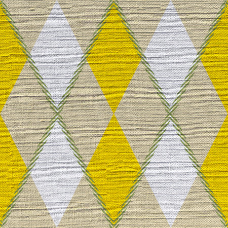 White and yellow cotton background with checkered texture diamond pattern. Natural cotton is very close. 3D-renderingの写真素材
