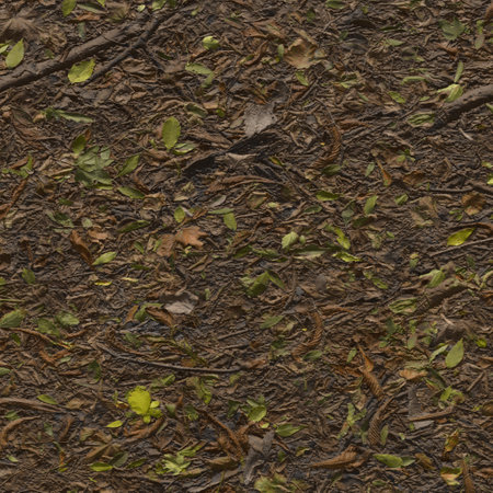 Abstract textured background with wet leaf litter. Leafy streambed. 3D-renderingの写真素材