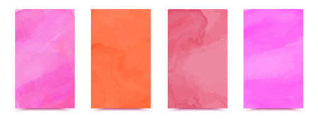 Watercolor texture poster set. Colorful vector postcards. Collection of bright colorful watercolor templates for your advertising, presentation, announcements.のイラスト素材