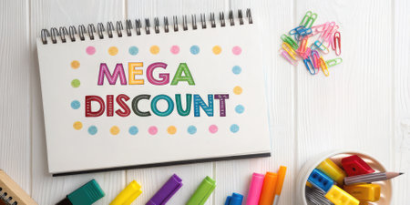 Mega Discount! Floral doodle style. Use for sales, promotions, retail, online ads, spring/summer themes, whimsical designs.の素材