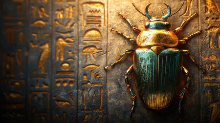 Burying beetle (Nicrophorus) with orange markings on aged background. Use for entomology sites or natural history education.の素材