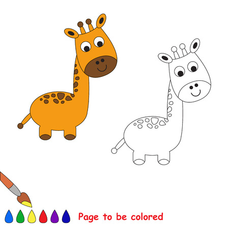 One cartoon giraffe to be colored. Coloring book for children.のイラスト素材