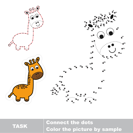 Hidden giraffe. Trace game for kids. Connect dots for numbers.のイラスト素材