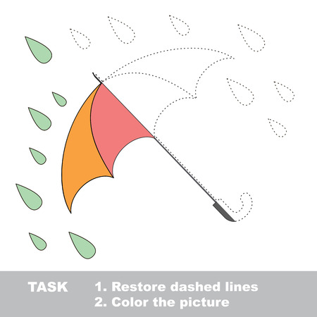 One vector umbrella to be traced. Restore dashed line and color the picture.のイラスト素材