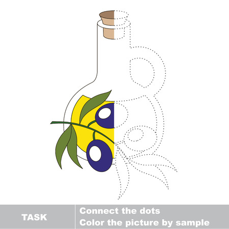 One vector olive oil to be traced. Restore dashed line and color the picture.のイラスト素材