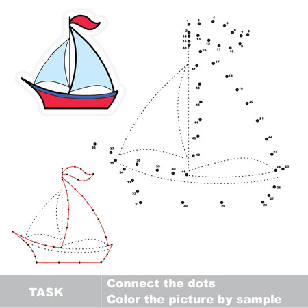 One vector yacht to be traced by numbers. Dot to dot game.のイラスト素材