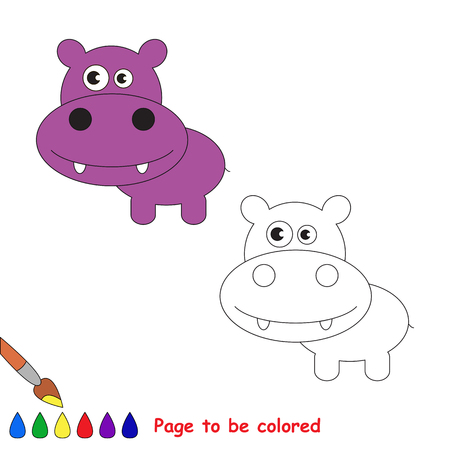 Vector cartoon hippo to be colored. Coloring book for children.のイラスト素材