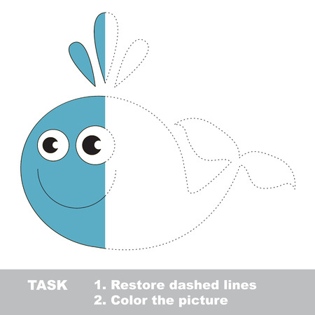 Vector colorful Whale to be traced. Restore dashed line and color the picture. Worksheet to be colored.のイラスト素材