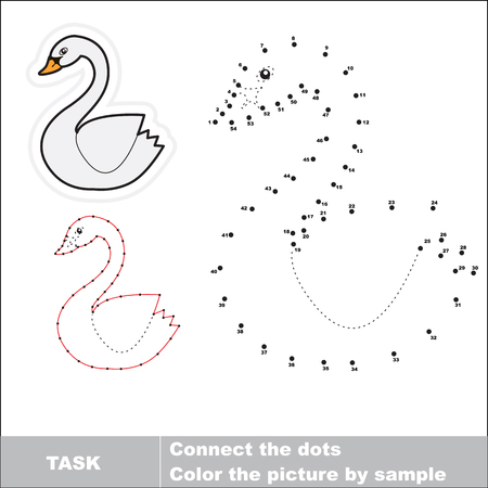 Vector Swan to be traced by numbers. Dot to dot game. Connect dots for numbers.のイラスト素材