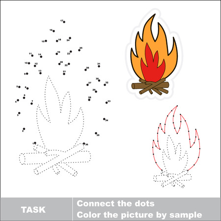 Vector bonfire to be traced by numbers. Dot to dot game. Connect dots for numbers.のイラスト素材