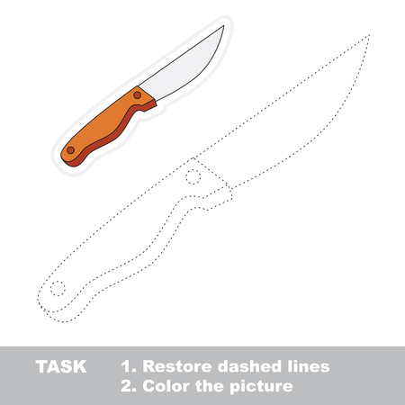 Knife vector to be traced. Restore dashed line and color the picture.のイラスト素材