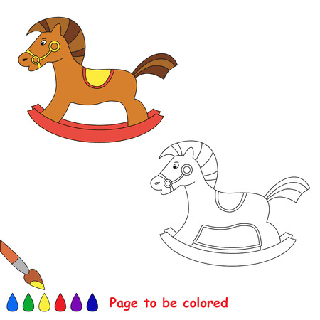 Rocking horse in vector cartoon to be colored. Coloring book for children.のイラスト素材