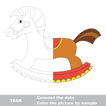 Rocking horse in vector colorful to be traced. Restore dashed line and color the picture. Worksheet to be colored.のイラスト素材