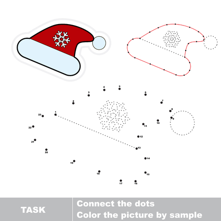 Christmas hat in vector to be traced by numbers. Vector dot to dot game. Connect dots for numbers.のイラスト素材