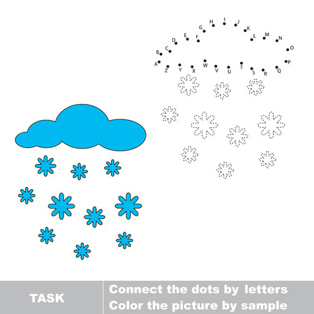 Snowfall in vector to be traced by letters. Vector dot to dot game. Connect dots for numbers.のイラスト素材
