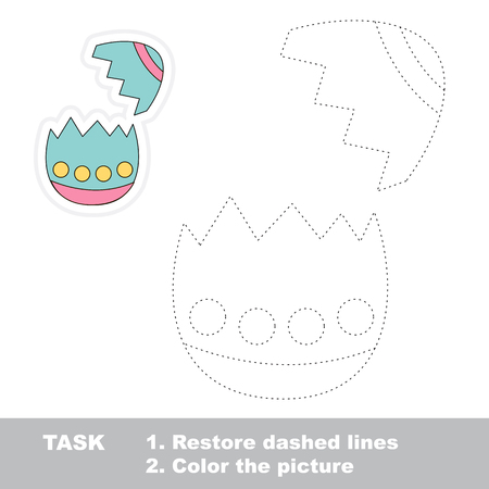 Eggshell in vector to be traced. Restore dashed line and color the picture.のイラスト素材