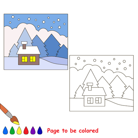 Winter to be colored. Coloring book for children. Visual game.のイラスト素材