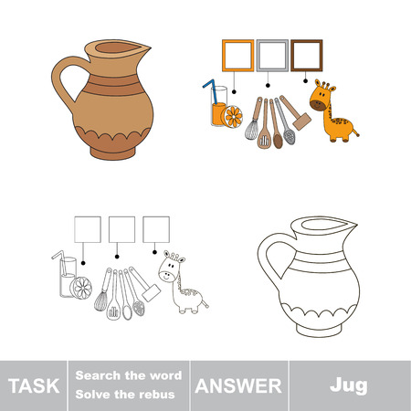 Vector rebus game for children. Find solution and write the hidden word Jugのイラスト素材