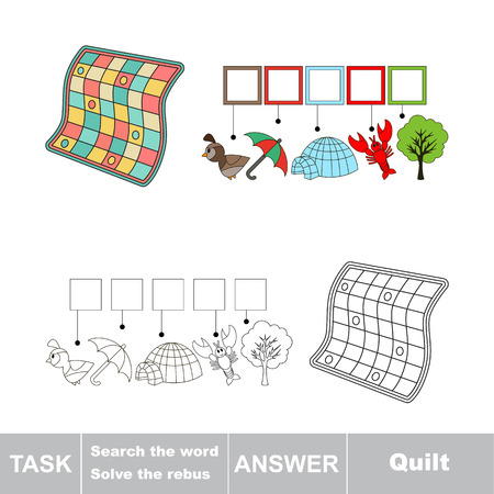 Vector rebus game for children. Find solution and write the hidden word Quiltのイラスト素材
