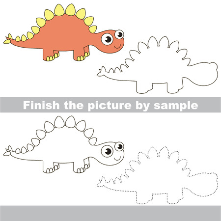 Drawing worksheet for children. Finish the picture and draw the cute Stegosaurusのイラスト素材