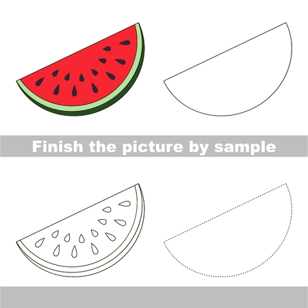 Drawing worksheet for children. Finish the picture and draw the cute Slice of Watermelonのイラスト素材