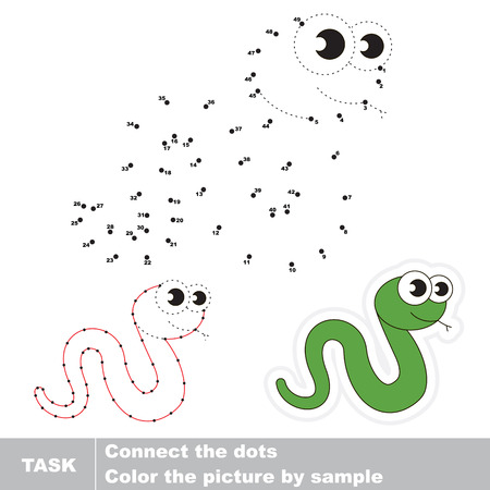 Green Snake in vector to be traced by numbers. Vector visual game for children.のイラスト素材