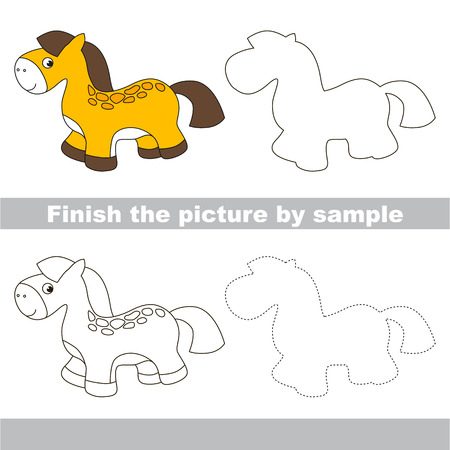 Drawing worksheet for children. Finish the picture and draw the cute Toy horseのイラスト素材
