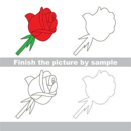 Drawing worksheet for children. Finish the picture and draw the cute Roseのイラスト素材