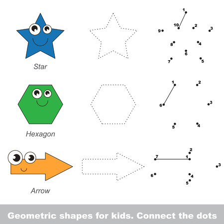 Geometric shapes for kids. Game in vector to be traced by numbers. Vector visual game for children.のイラスト素材