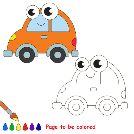 Orange car to be colored. Coloring book to educate kids. Learn colors. Visual educational game. Easy kid gaming and primary education. Simple level of difficulty. Coloring pages.のイラスト素材