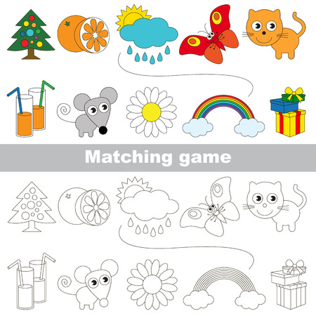 The kid game to find relevant pair of objects.のイラスト素材