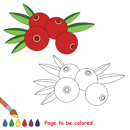 Educational worksheet to be colored by sample. Easy educational paint game for preschool kids. Simple kid coloring page with Cranberry.のイラスト素材