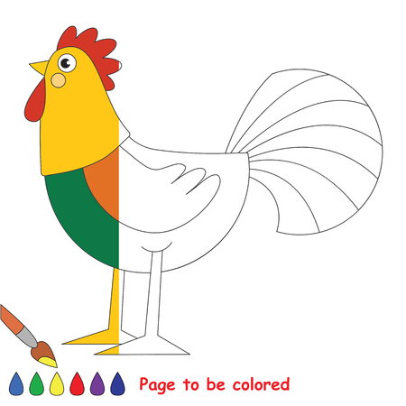 Rainbow cock to be colored, the coloring book to educate preschool kids with easy kid educational gaming and primary education of simple game level.のイラスト素材
