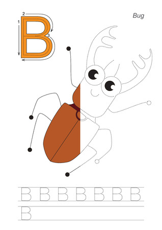 Half trace game for letter B. The bug.のイラスト素材