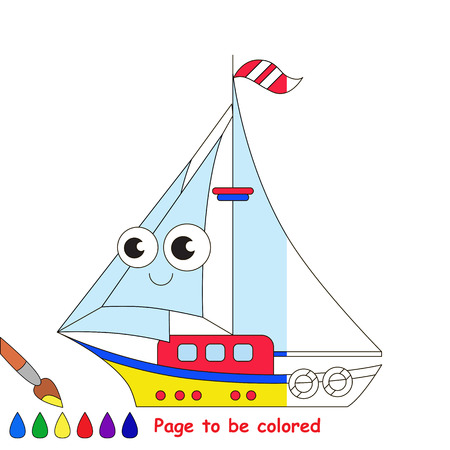 Boat. Half page to be colored.のイラスト素材