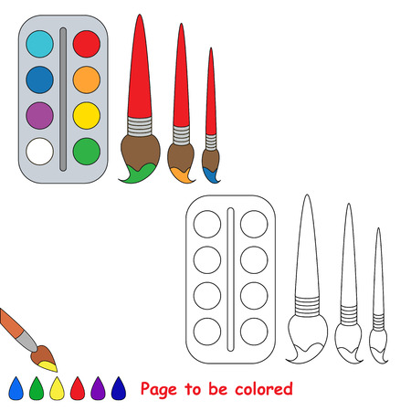 Watercolor with brushes to be colored, the coloring book to educate preschool kids with easy kid educational gaming and primary education of simple game level.のイラスト素材